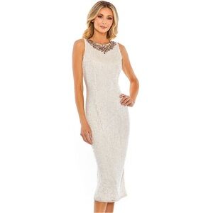 NWT MAC DUGGAL Fully Sequined Jeweled High Neck Dress AS-IS - 16